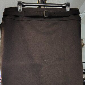 New York & Company Brand | Black Color | Knee Length Skirt  w/ Belt | Size 16
